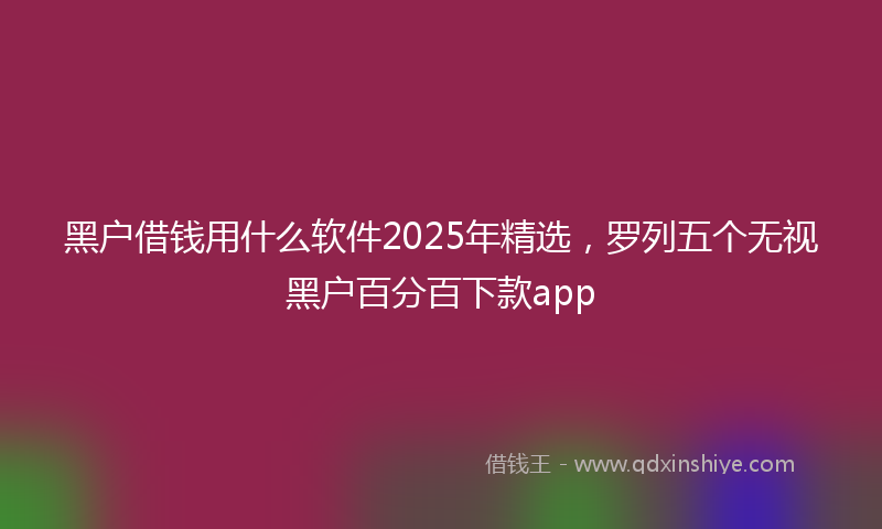 黑户借钱用什么软件2025年精选，罗列五个无视黑户百分百下款app