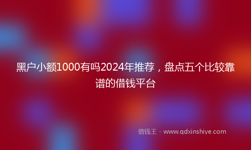 黑户小额1000有吗2024年推荐，盘点五个比较靠谱的借钱平台