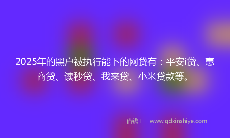 2025年的黑户被执行能下的网贷有：平安i贷、惠商贷、读秒贷、我来贷、小米贷款等。