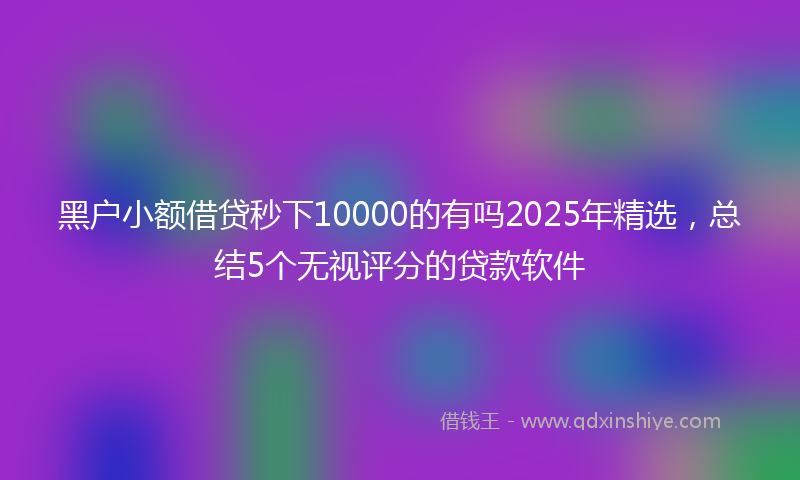 黑户小额借贷秒下10000的有吗2025年精选，总结5个无视评分的贷款软件