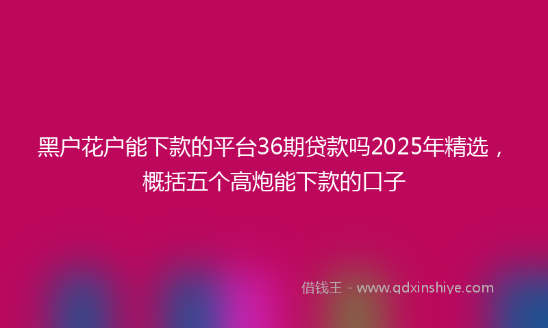 黑户花户能下款的平台36期贷款吗2025年精选，概括五个高炮能下款的口子