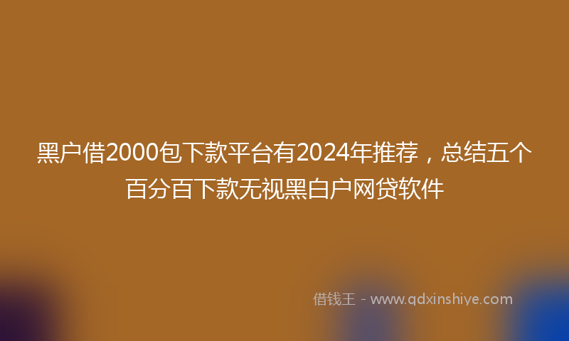 黑户借2000包下款平台有2024年推荐，总结五个百分百下款无视黑白户网贷软件