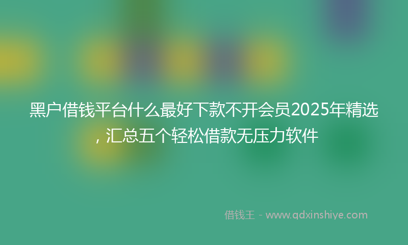 黑户借钱平台什么最好下款不开会员2025年精选，汇总五个轻松借款无压力软件