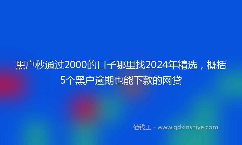 黑户秒通过2000的口子哪里找2024年精选，概括5个黑户逾期也能下款的网贷
