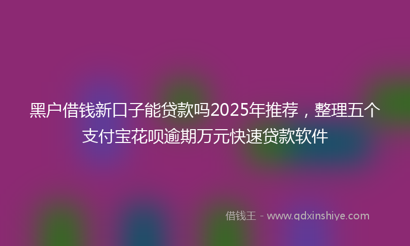 黑户借钱新口子能贷款吗2025年推荐，整理五个支付宝花呗逾期万元快速贷款软件