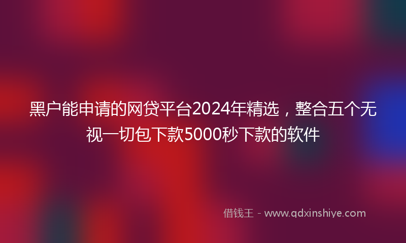 黑户能申请的网贷平台2024年精选，整合五个无视一切包下款5000秒下款的软件