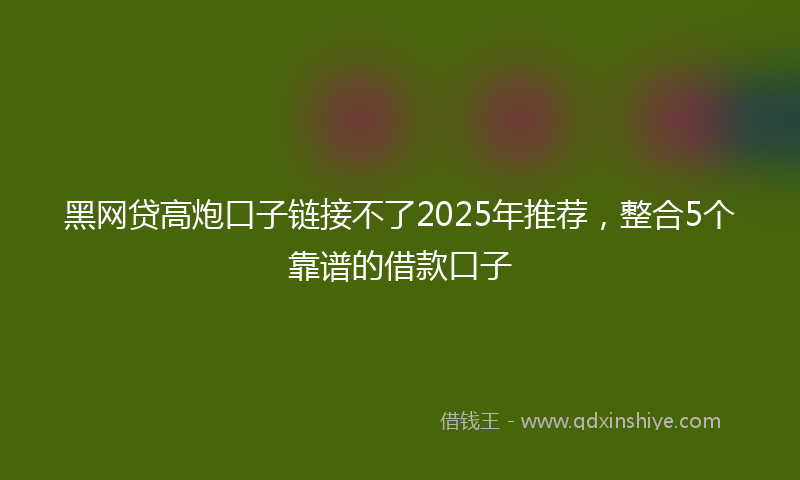 黑网贷高炮口子链接不了2025年推荐，整合5个靠谱的借款口子