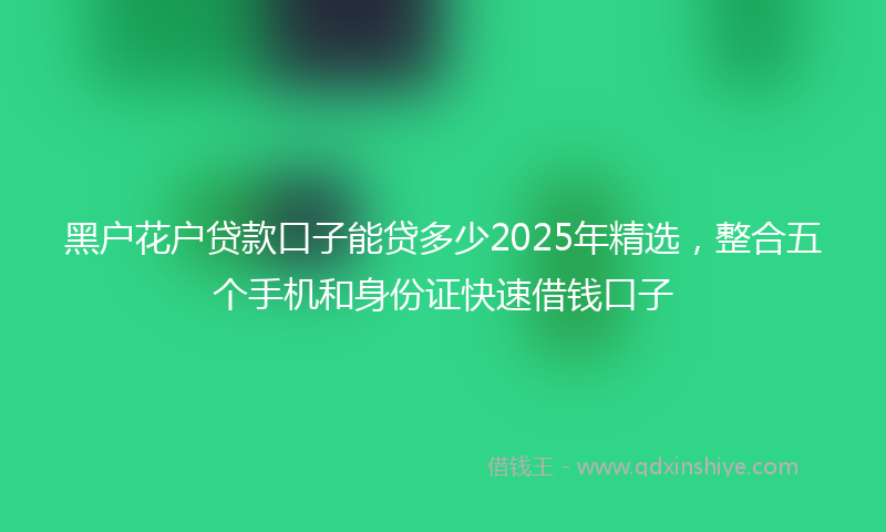 黑户花户贷款口子能贷多少2025年精选，整合五个手机和身份证快速借钱口子