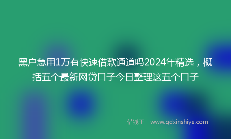 黑户急用1万有快速借款通道吗2024年精选，概括五个最新网贷口子今日整理这五个口子