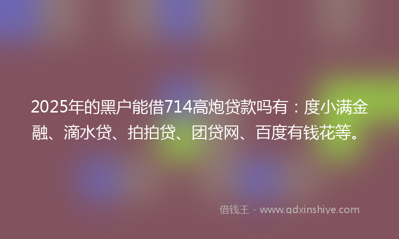 2025年的黑户能借714高炮贷款吗有：度小满金融、滴水贷、拍拍贷、团贷网、百度有钱花等。