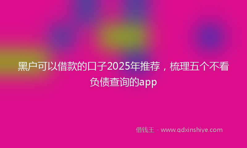 黑户可以借款的口子2025年推荐，梳理五个不看负债查询的app