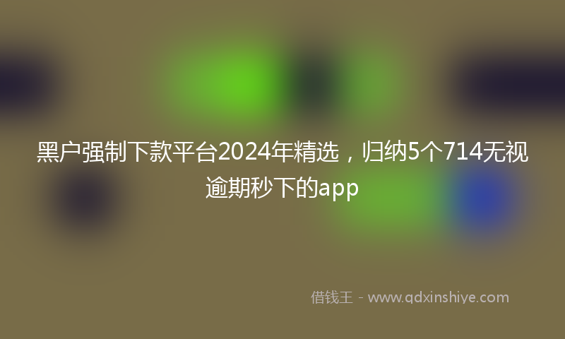黑户强制下款平台2024年精选，归纳5个714无视逾期秒下的app