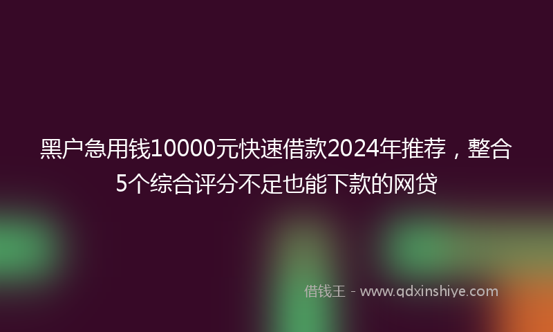 黑户急用钱10000元快速借款2024年推荐，整合5个综合评分不足也能下款的网贷