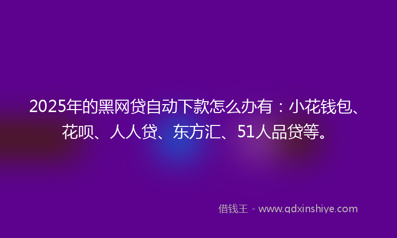 2025年的黑网贷自动下款怎么办有：小花钱包、花呗、人人贷、东方汇、51人品贷等。