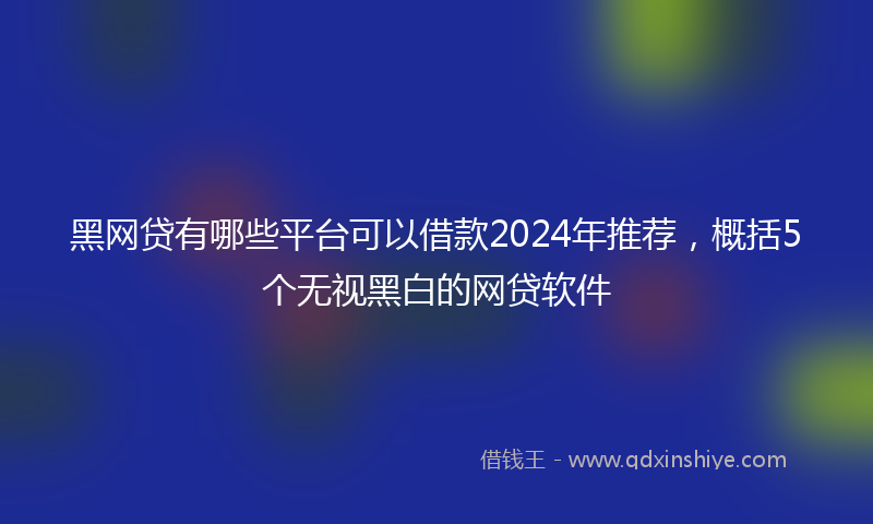 黑网贷有哪些平台可以借款2024年推荐，概括5个无视黑白的网贷软件