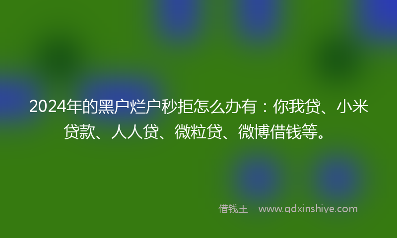2024年的黑户烂户秒拒怎么办有：你我贷、小米贷款、人人贷、微粒贷、微博借钱等。