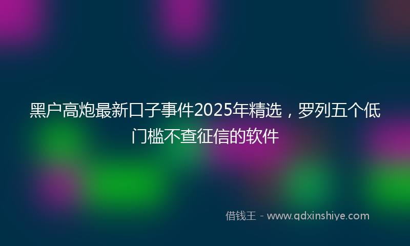 黑户高炮最新口子事件2025年精选，罗列五个低门槛不查征信的软件