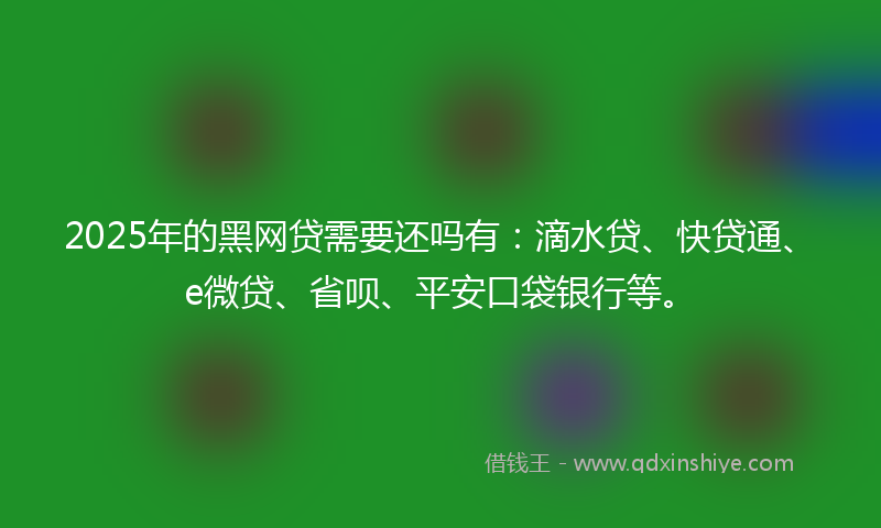 2025年的黑网贷需要还吗有：滴水贷、快贷通、e微贷、省呗、平安口袋银行等。