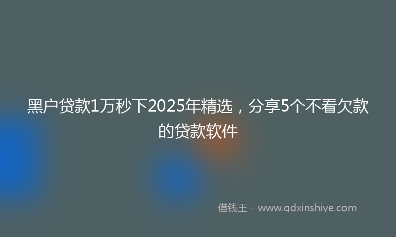 黑户贷款1万秒下2025年精选，分享5个不看欠款的贷款软件