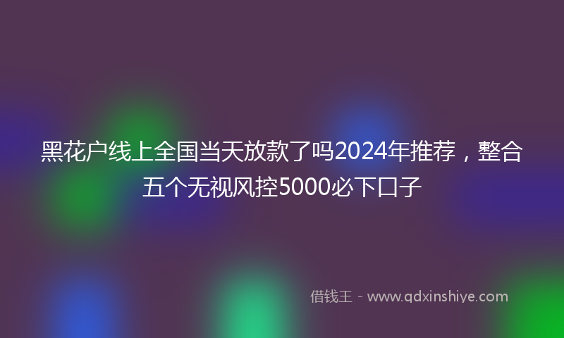 黑花户线上全国当天放款了吗2024年推荐，整合五个无视风控5000必下口子