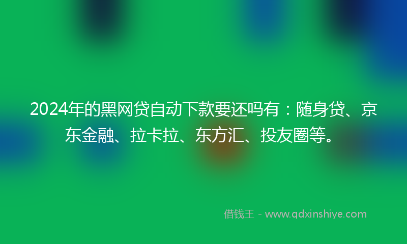 2024年的黑网贷自动下款要还吗有：随身贷、京东金融、拉卡拉、东方汇、投友圈等。