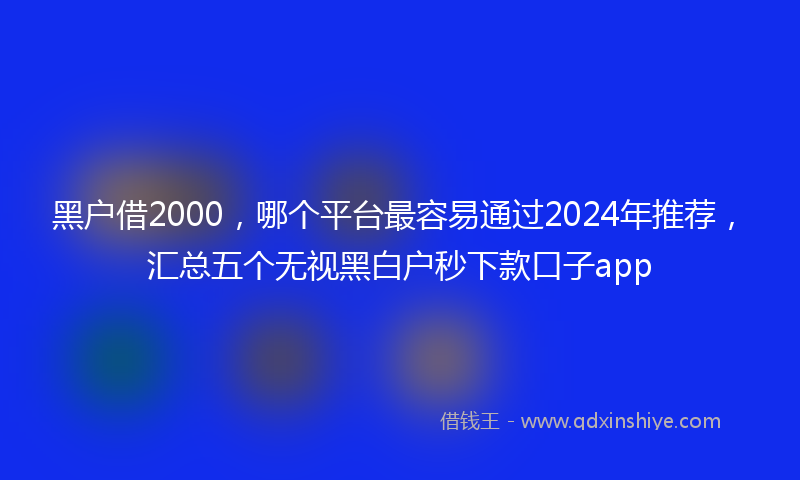 黑户借2000，哪个平台最容易通过2024年推荐，汇总五个无视黑白户秒下款口子app