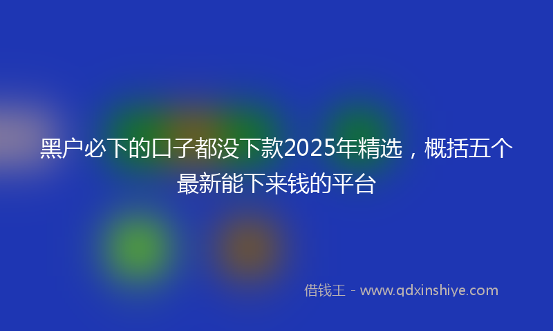 黑户必下的口子都没下款2025年精选，概括五个最新能下来钱的平台