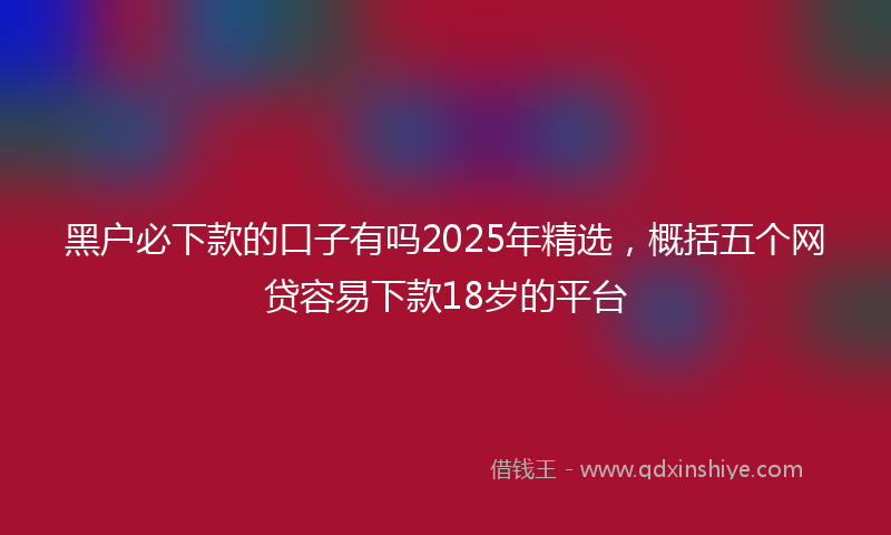 黑户必下款的口子有吗2025年精选，概括五个网贷容易下款18岁的平台
