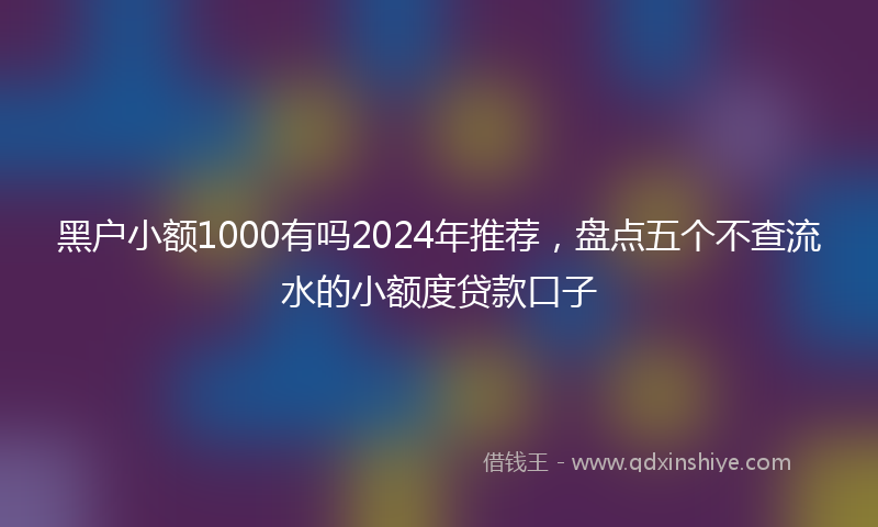 黑户小额1000有吗2024年推荐，盘点五个不查流水的小额度贷款口子
