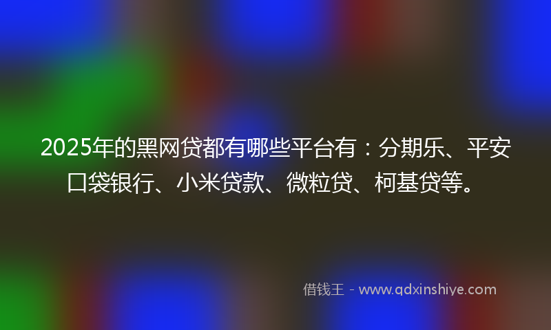 2025年的黑网贷都有哪些平台有：分期乐、平安口袋银行、小米贷款、微粒贷、柯基贷等。