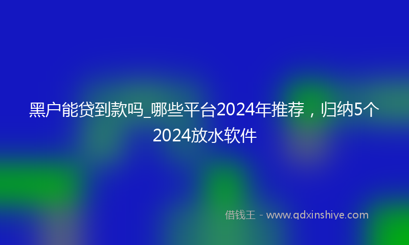 黑户能贷到款吗_哪些平台2024年推荐，归纳5个2024放水软件