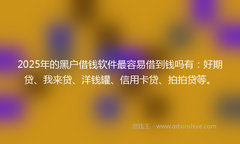 2025年的黑户借钱软件最容易借到钱吗有：好期贷、我来贷、洋钱罐、信用卡贷、拍拍贷等。