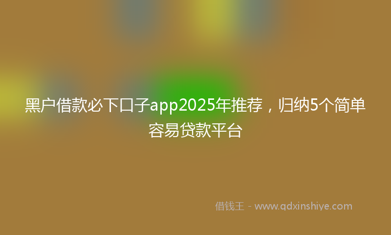 黑户借款必下口子app2025年推荐，归纳5个简单容易贷款平台