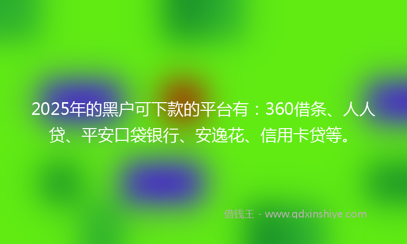 2025年的黑户可下款的平台有：360借条、人人贷、平安口袋银行、安逸花、信用卡贷等。