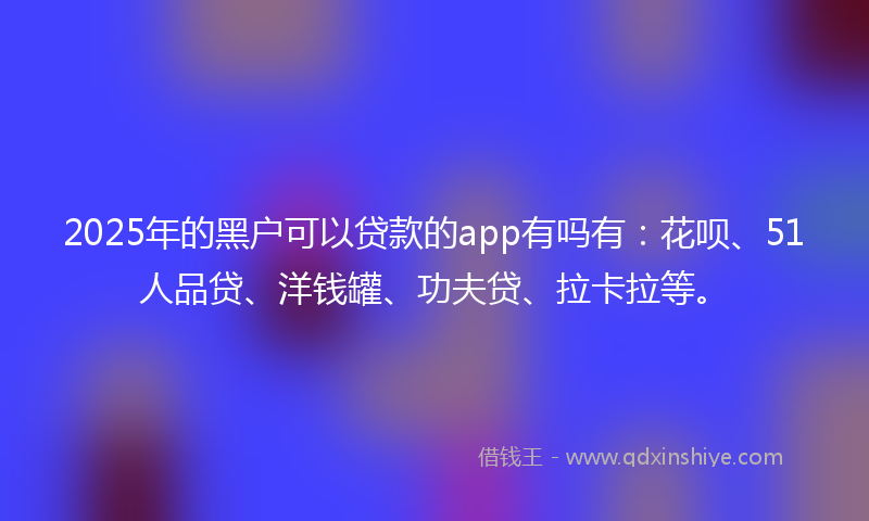 2025年的黑户可以贷款的app有吗有：花呗、51人品贷、洋钱罐、功夫贷、拉卡拉等。