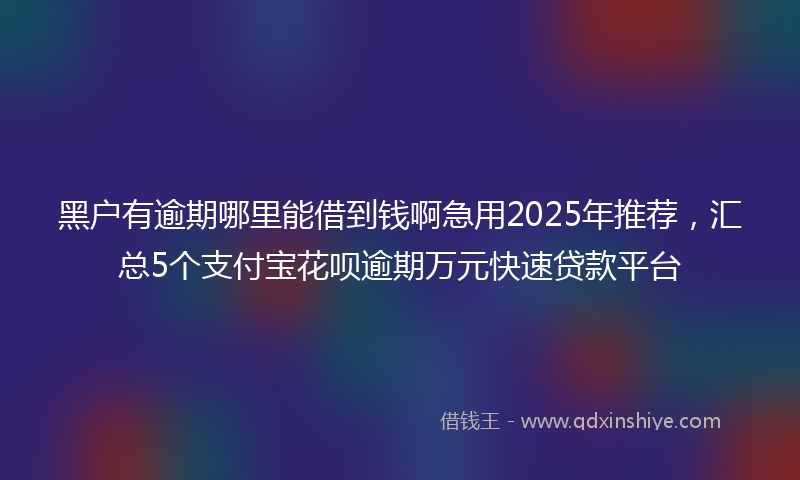 黑户有逾期哪里能借到钱啊急用2025年推荐，汇总5个支付宝花呗逾期万元快速贷款平台
