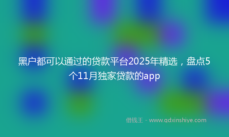 黑户都可以通过的贷款平台2025年精选，盘点5个11月独家贷款的app