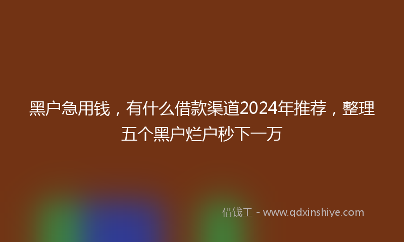 黑户急用钱，有什么借款渠道2024年推荐，整理五个黑户烂户秒下一万