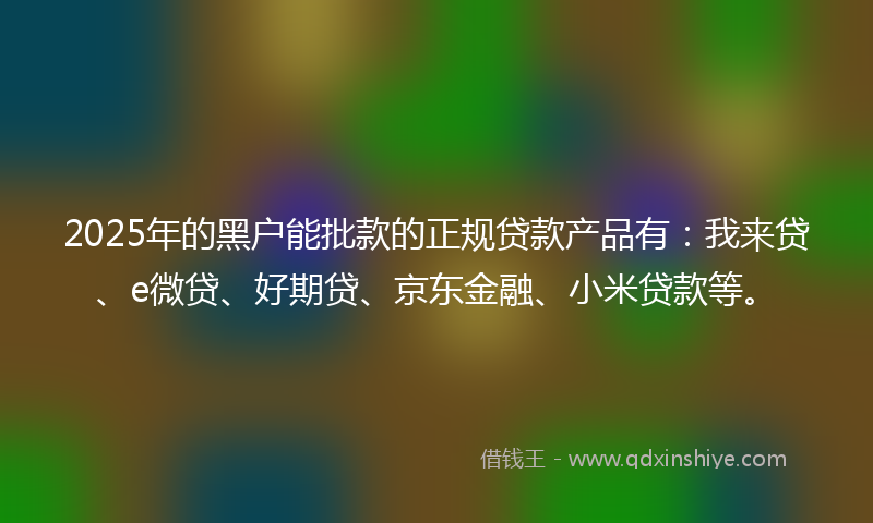 2025年的黑户能批款的正规贷款产品有：我来贷、e微贷、好期贷、京东金融、小米贷款等。