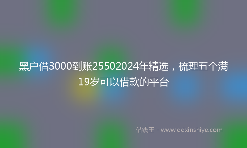 黑户借3000到账25502024年精选，梳理五个满19岁可以借款的平台