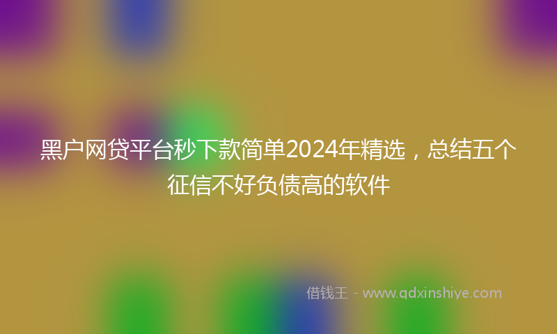 黑户网贷平台秒下款简单2024年精选，总结五个征信不好负债高的软件