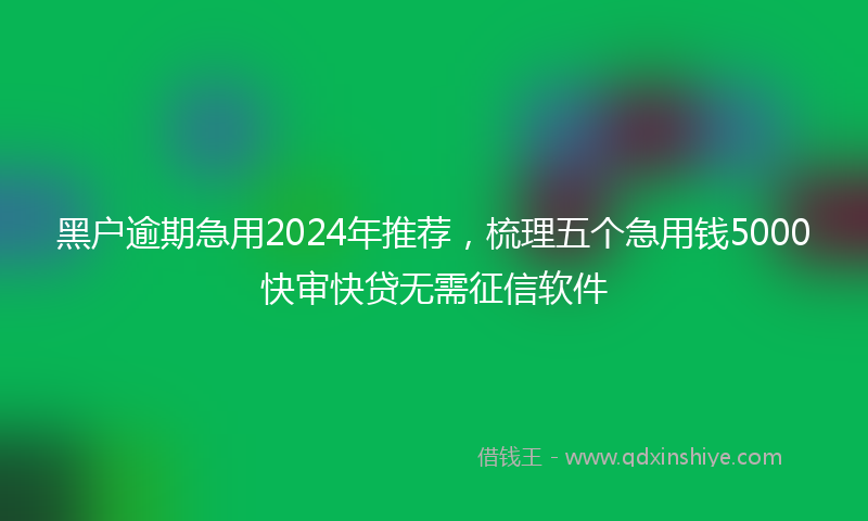 黑户逾期急用2024年推荐，梳理五个急用钱5000快审快贷无需征信软件