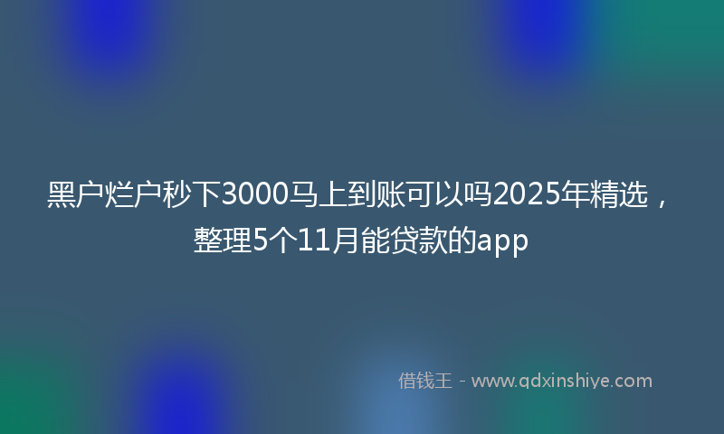 黑户烂户秒下3000马上到账可以吗2025年精选，整理5个11月能贷款的app