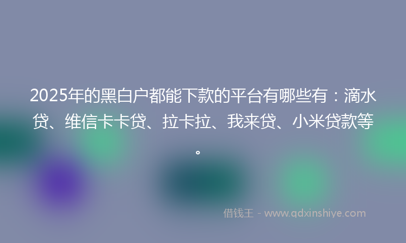 2025年的黑白户都能下款的平台有哪些有：滴水贷、维信卡卡贷、拉卡拉、我来贷、小米贷款等。