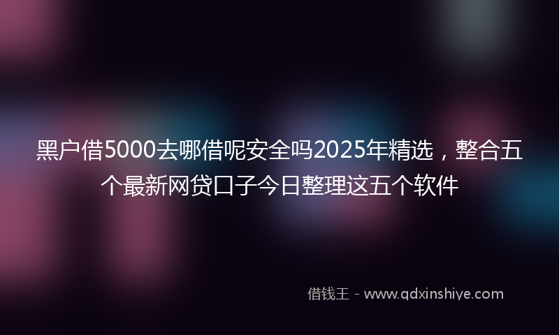 黑户借5000去哪借呢安全吗2025年精选，整合五个最新网贷口子今日整理这五个软件