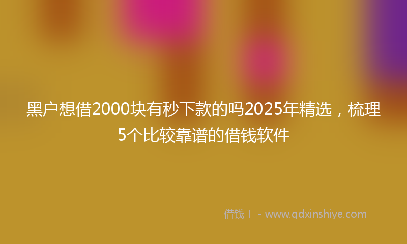 黑户想借2000块有秒下款的吗2025年精选，梳理5个比较靠谱的借钱软件