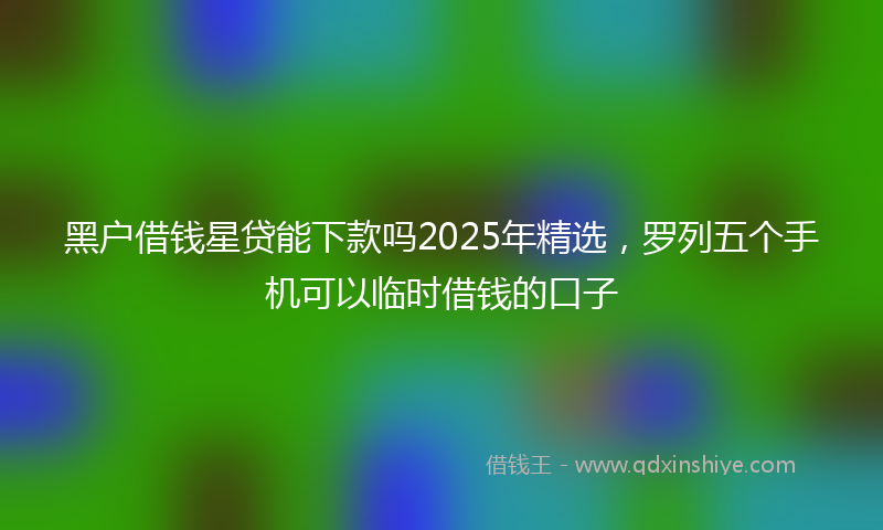黑户借钱星贷能下款吗2025年精选，罗列五个手机可以临时借钱的口子