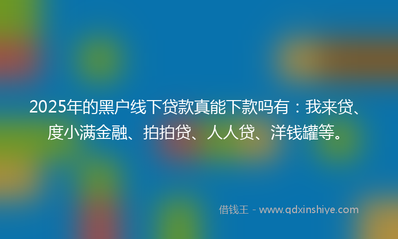 2025年的黑户线下贷款真能下款吗有：我来贷、度小满金融、拍拍贷、人人贷、洋钱罐等。