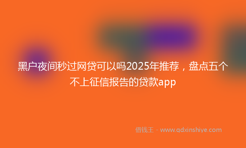 黑户夜间秒过网贷可以吗2025年推荐，盘点五个不上征信报告的贷款app
