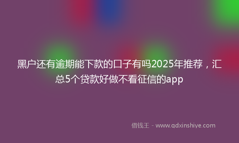 黑户还有逾期能下款的口子有吗2025年推荐，汇总5个贷款好做不看征信的app